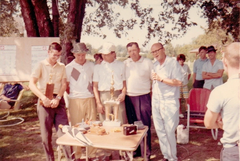 1964 WCSR Golf tournament at Hillsdale County Country Club - from left: John Auseon, dale brott, john savarino, al jett, sr., & wcsr's george devenney