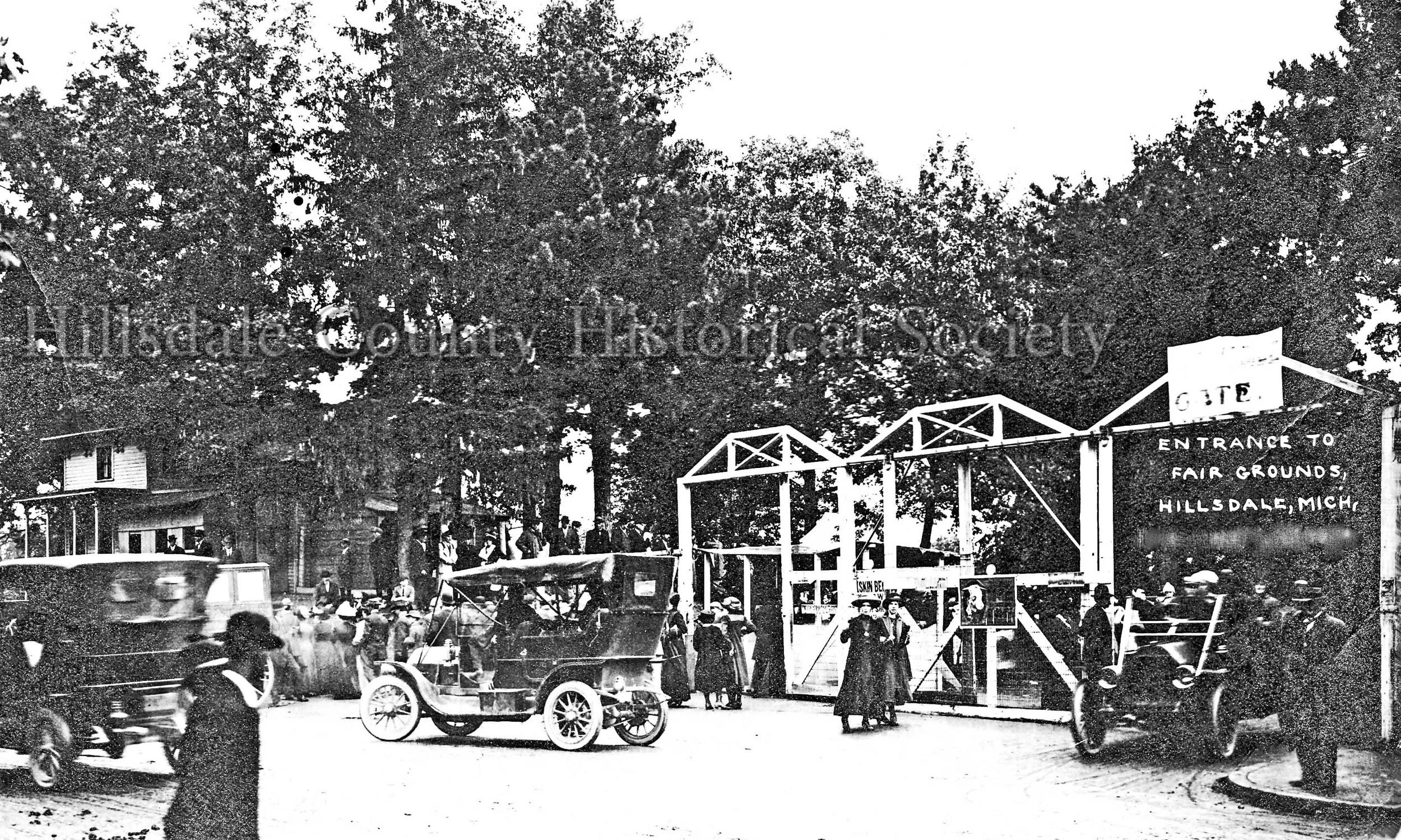 The Entrance to the fair in the early 1900s is still used today ... without the wooden archways. The fair office was originally on the hill to the left rear of the picture. it’s now the hillsdale county historical society museum. As early as 1879 the hillsdale college herald was lauding : … the success of our county fairs.” particularly interesting to the college crowd was the collection of artwork displayed by arious college professors.