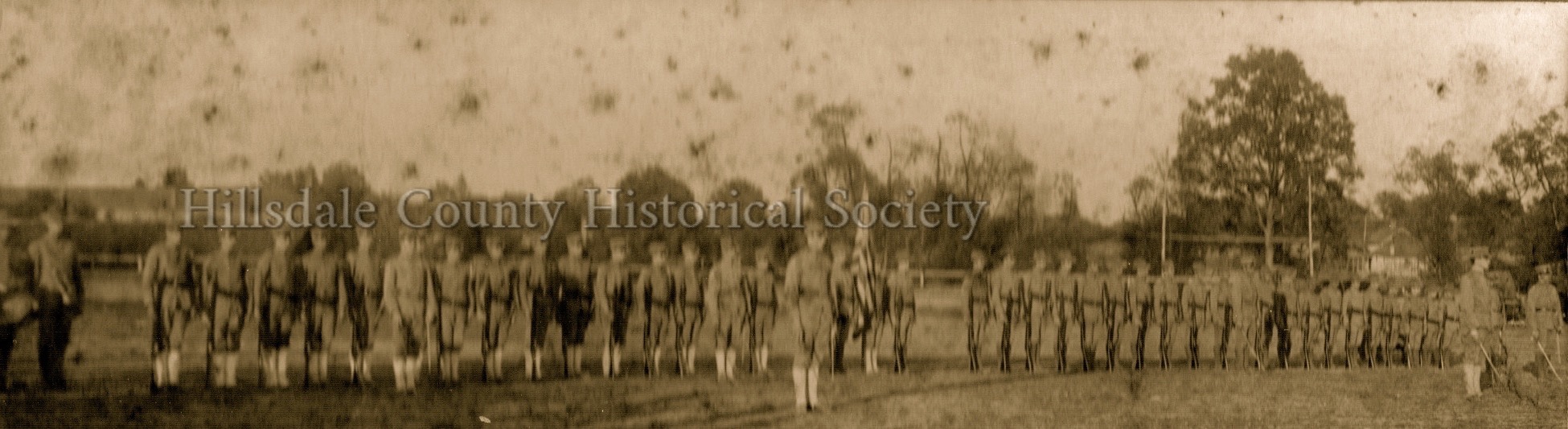 1st Battalion michigan skirmishers, company a-hillsdale, company b-reading. exhibition drill at the hillsdale county fair - 1906