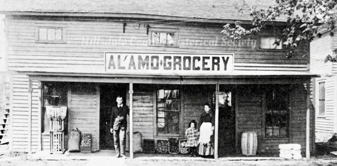 The Spencer’s Grocery on St. Joe Street in HIllsdale c. 1907.