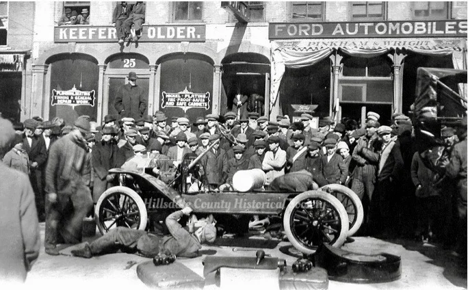 Racing to get that Ford Assembled at Pinkham & Wright on Broad Street in Hillsdale