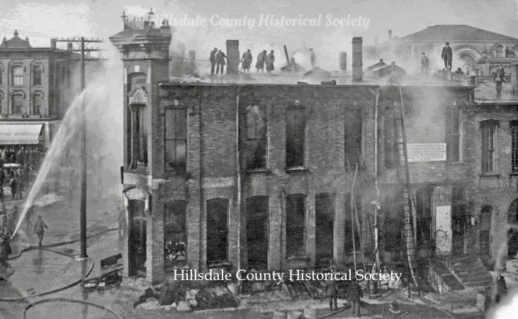 the yarick bindery fire of 1914 wreaked havoc on the southern end of the waldron block. shown above is the corner of north broad and mccollum streets. in the reat, at the right, is the third floor of the underwood opera house on howell street.