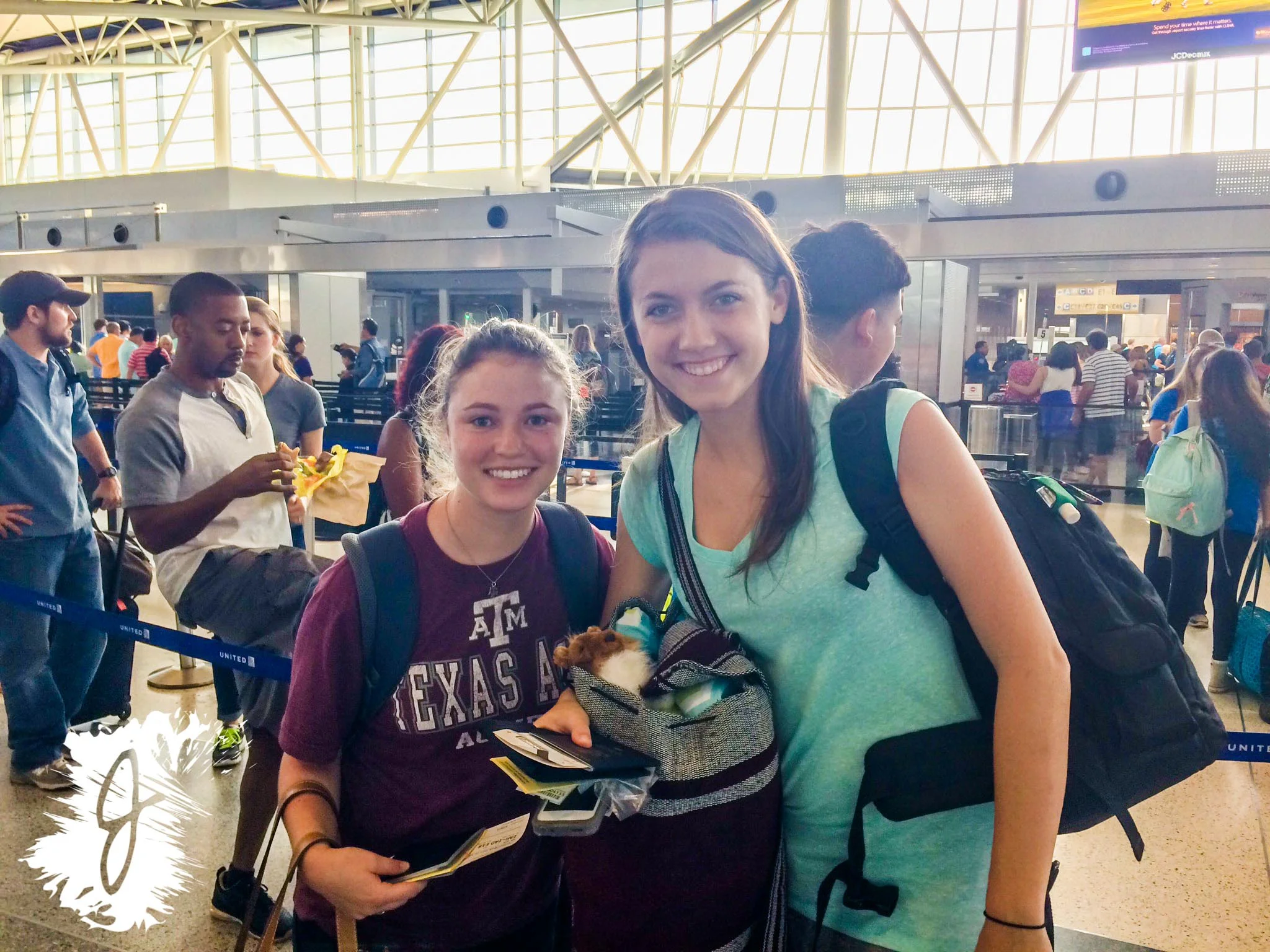  Ellie and me&nbsp;at the Houston airport before our group left for Namibia. 