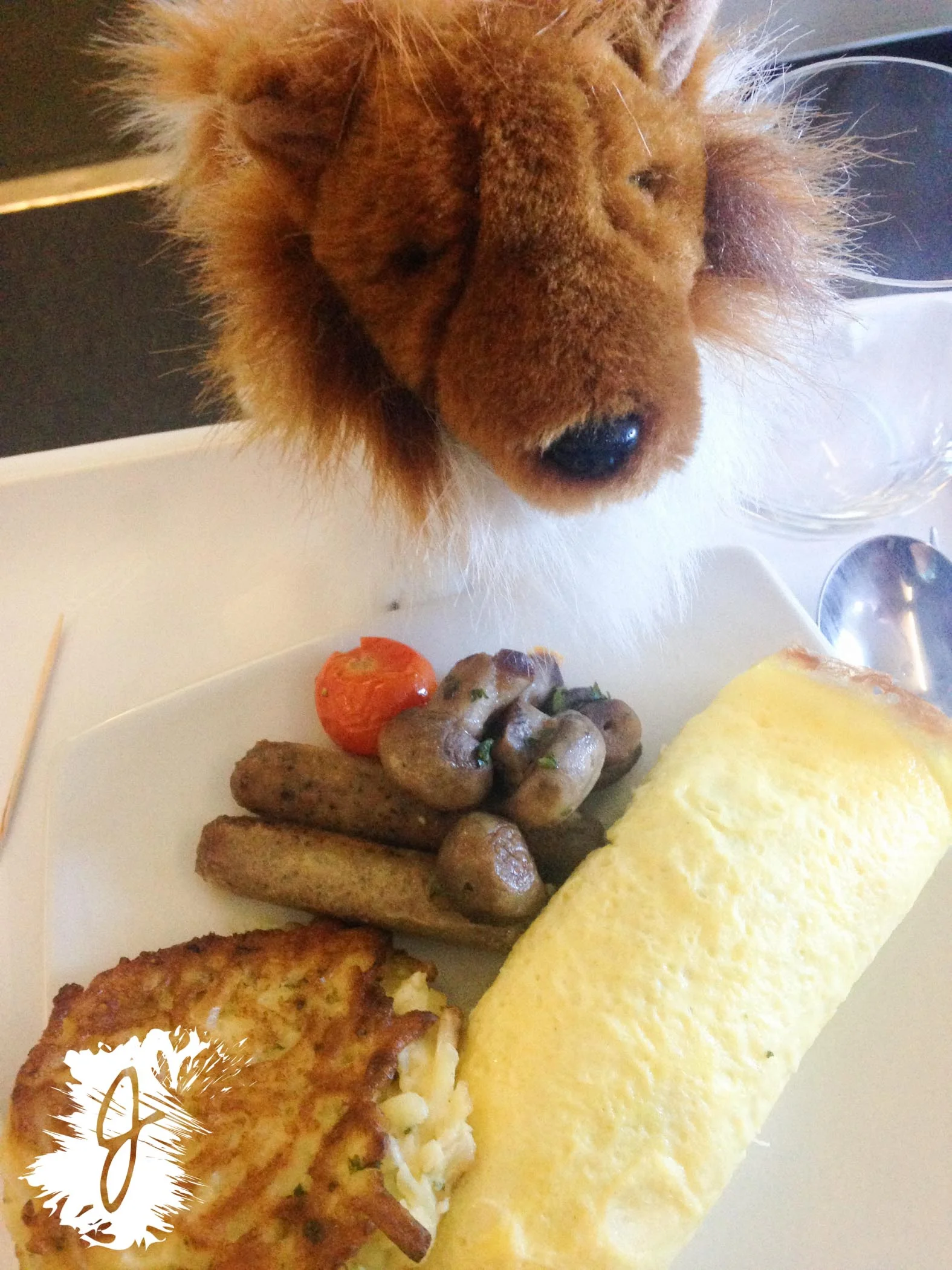  Rev really wanted some of the omelet. 