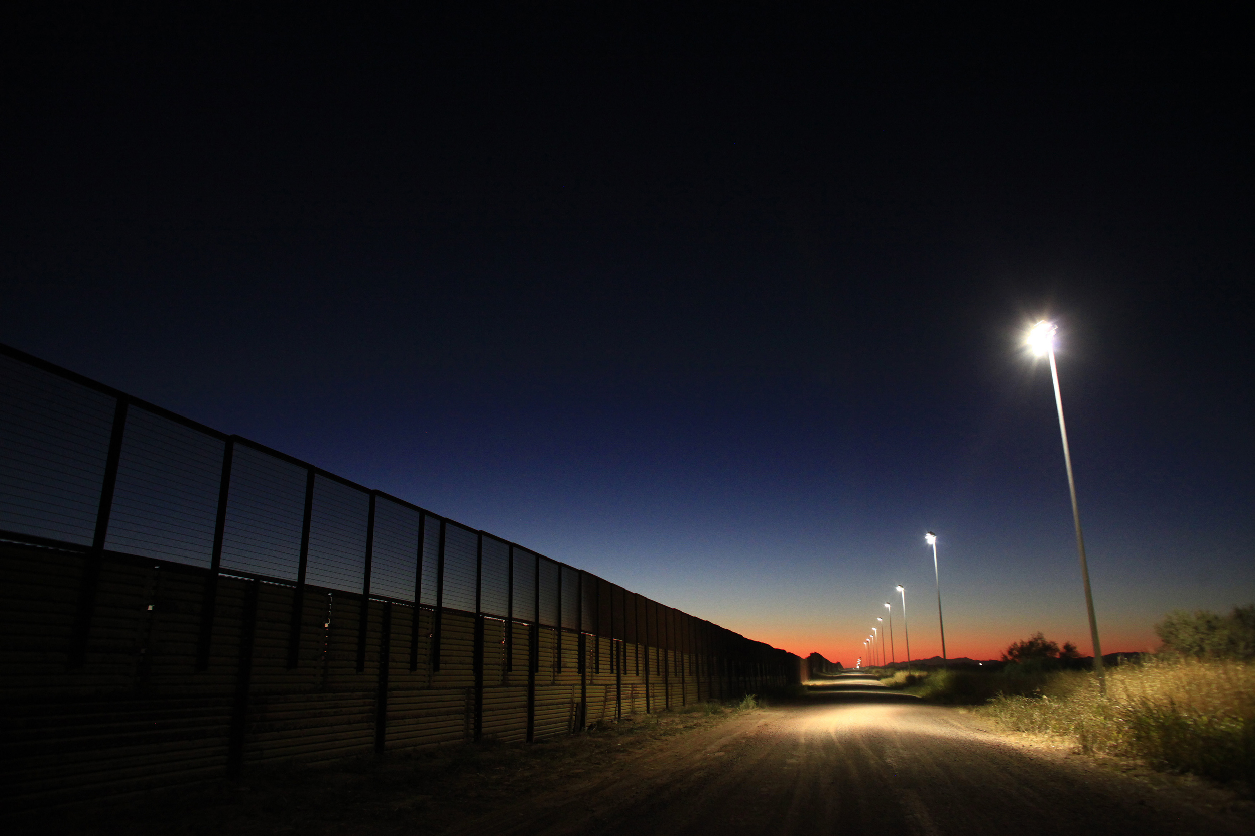   Border fence between the U.S. and Mexico. Douglas, AZ. 2010  