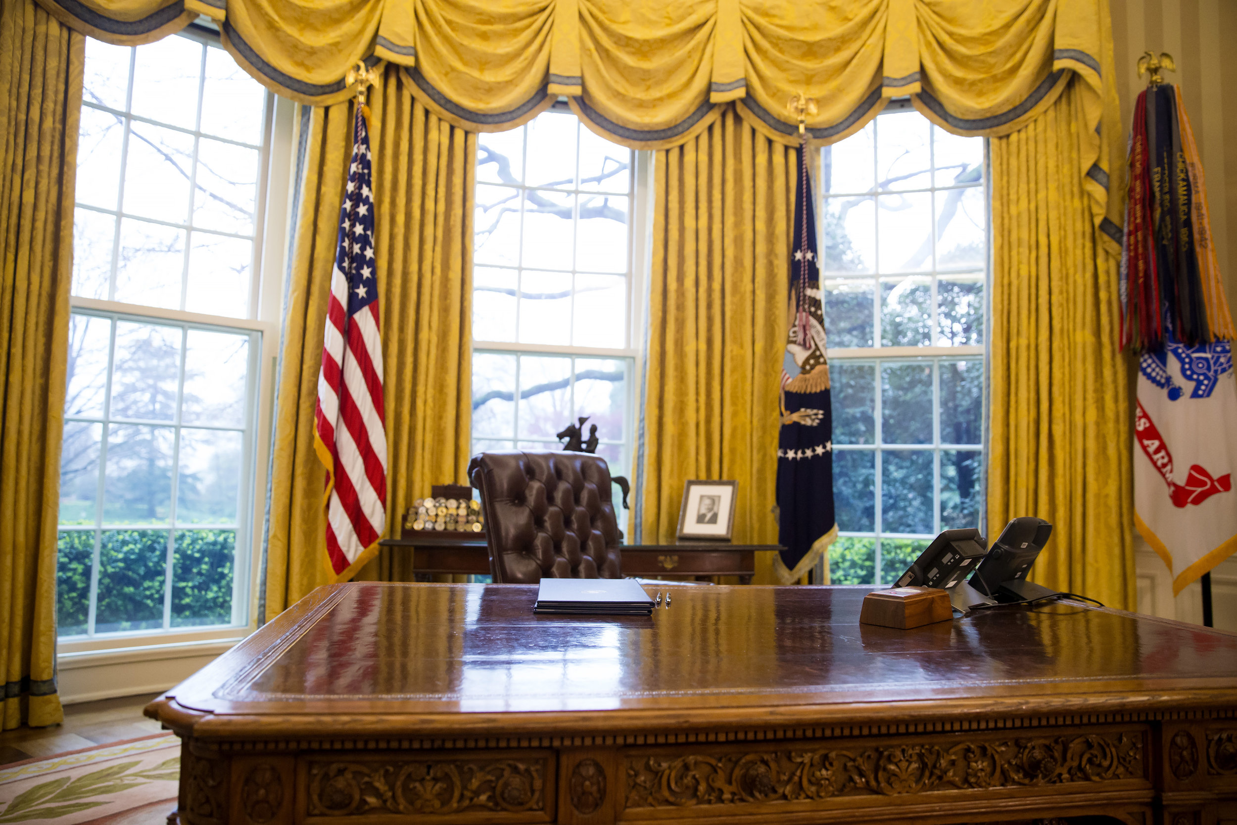   Resolute Desk, Oval Office of The White House. Washington DC. 2017  