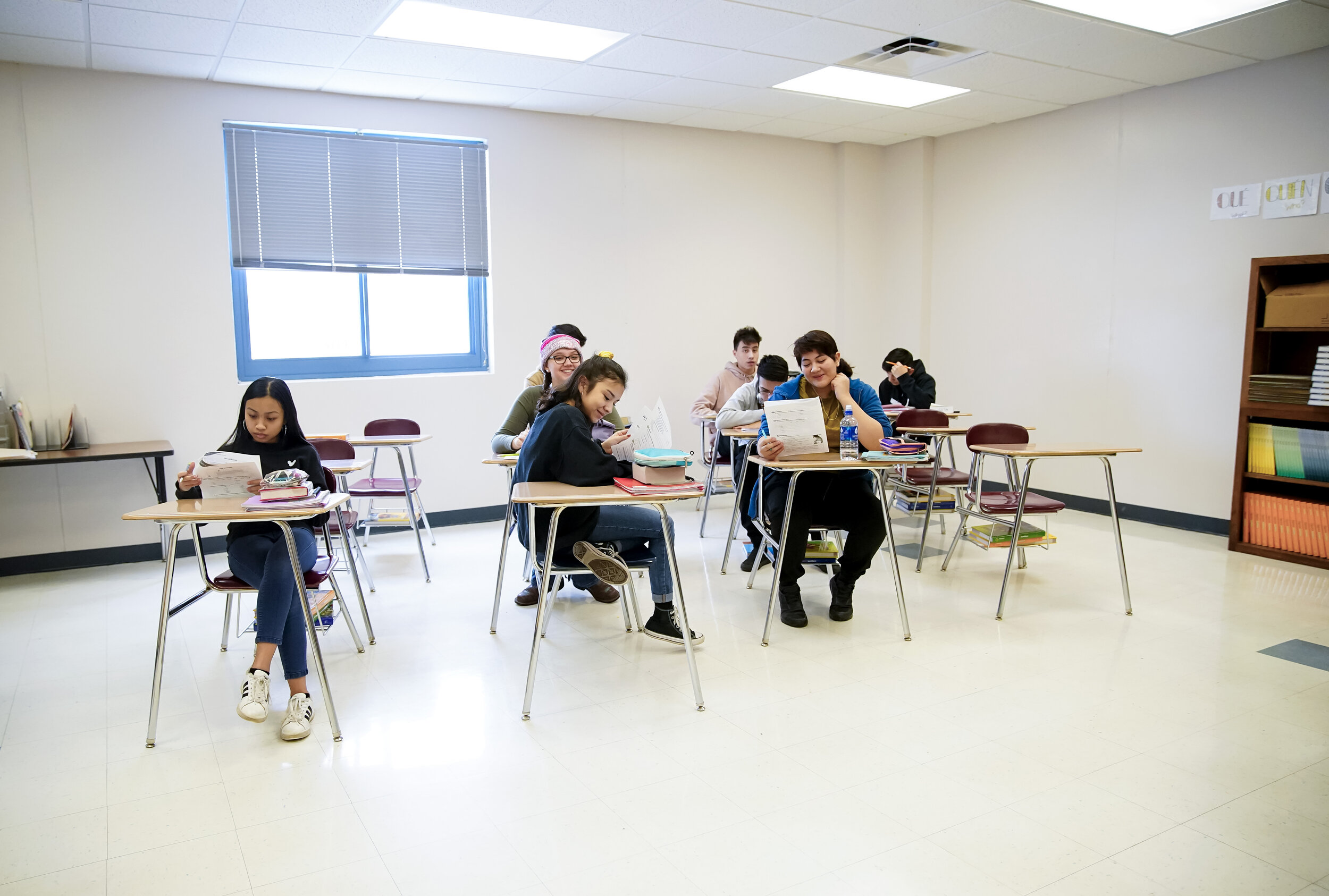   A classroom at West Liberty High School in West Liberty, IA. 2020. The town is in Muscatine County, Iowa, and as of the 2010 U.S. Census was the only city in the state to have a majority Hispanic population.  
