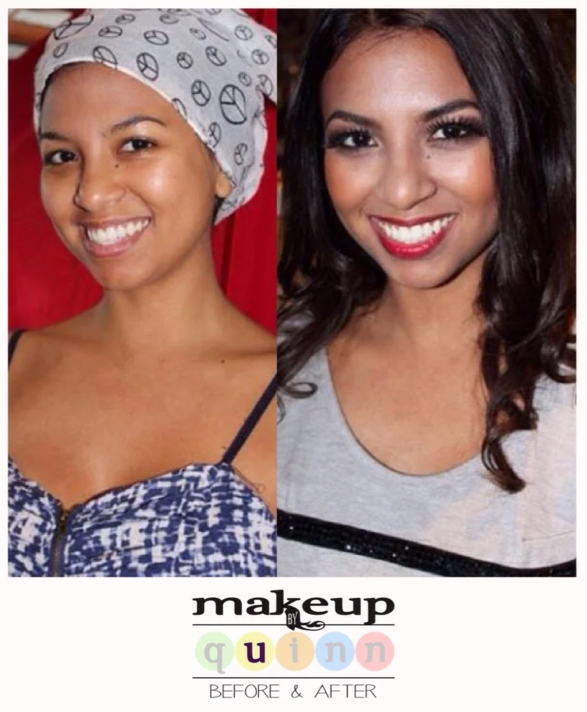 before and after, wedding, bridal, makeup by quinn, quinn mua