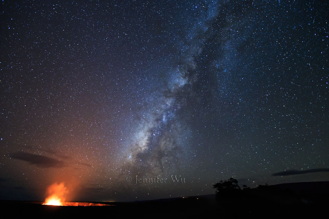 Volcano and Milky Way: Photographed at f/2.8, 25 seconds, 16-35mm lens at 16mm, ISO 3200, Canon EOS-1D X