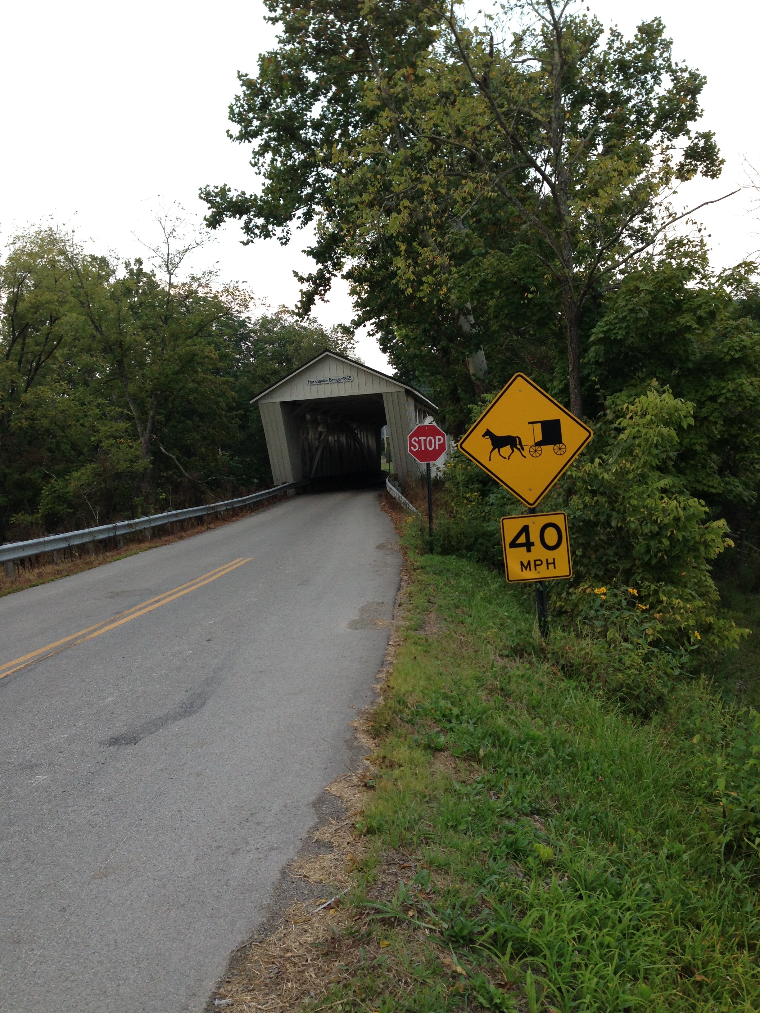 Watch for Amish buggies on the bridge