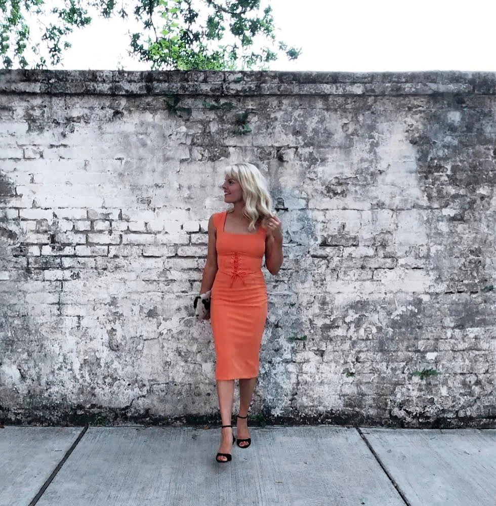 The orange dress.