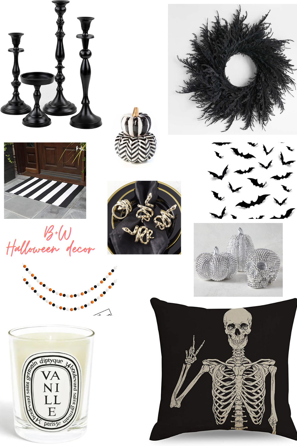 10 Black + White Halloween Decorating Ideas