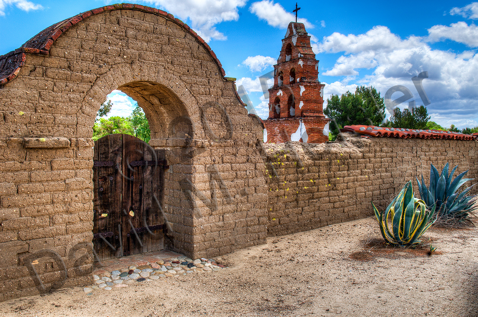 Bell tower and wall, Mission San Miguel