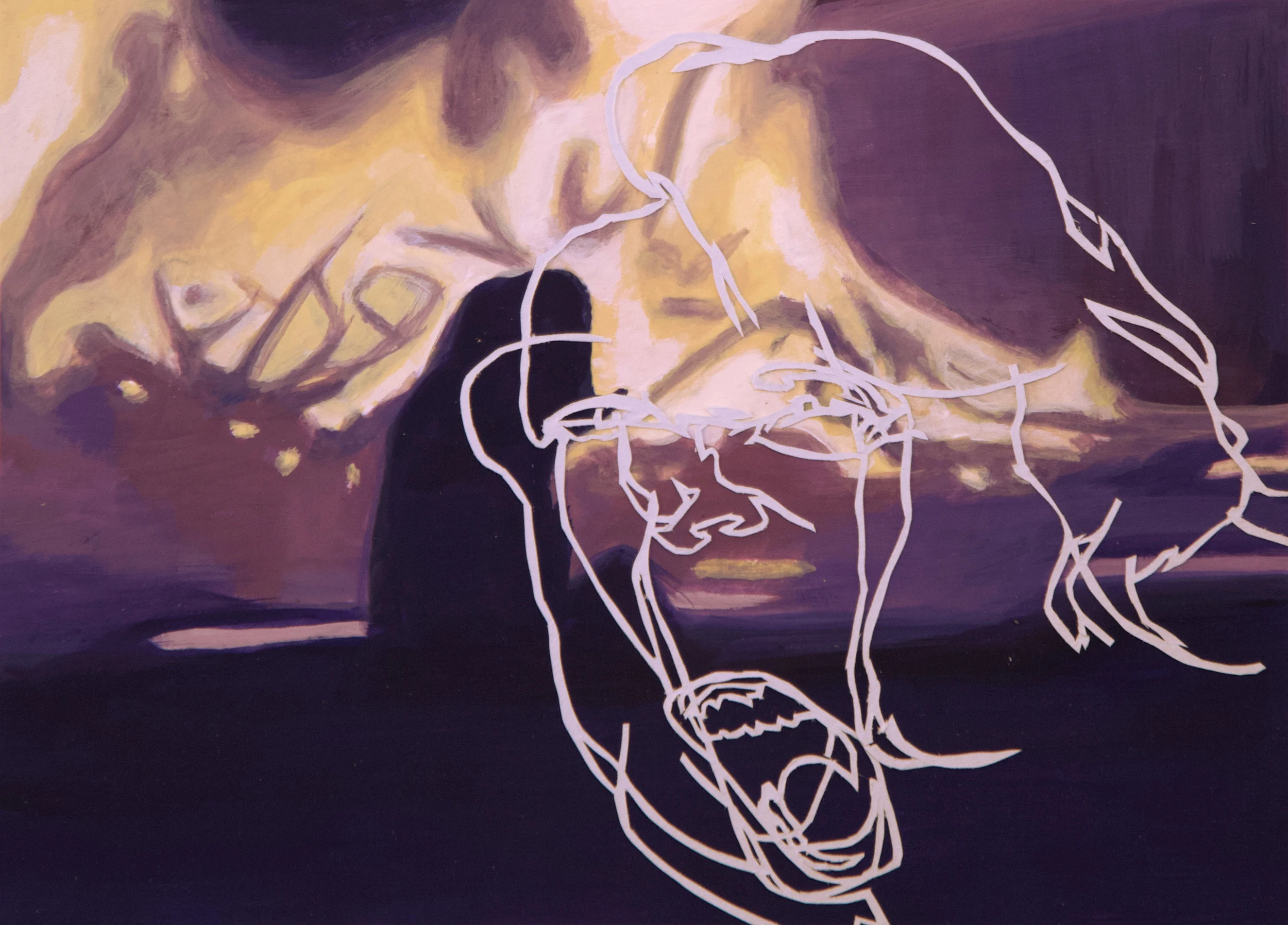   Ritual   Gouache and Papercut  4.8 x 6.8 in  2018 