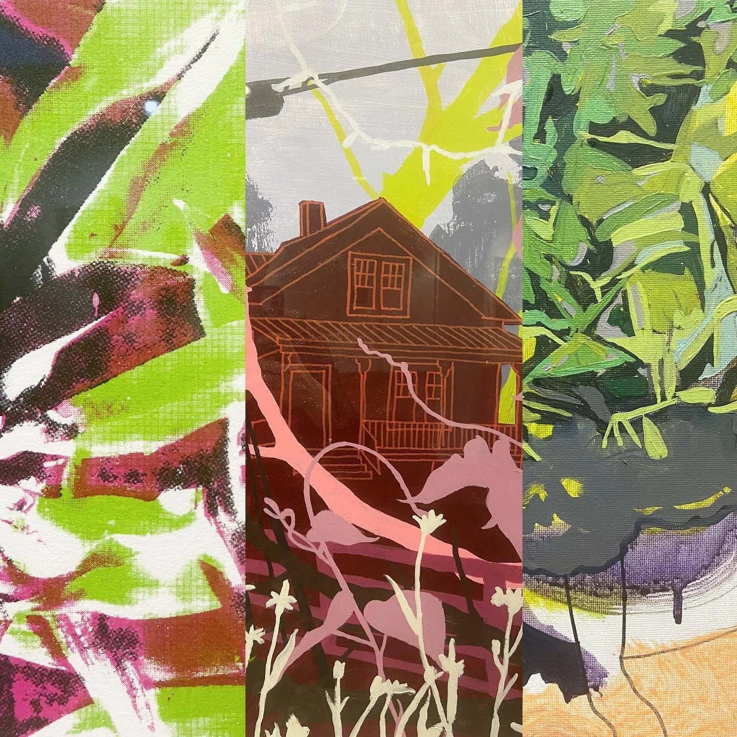 Close ups from Familiar Flora beautifully curated by @alex_ebstein @goucherartgalleries. Featuring work from @mk.bailey @suzykopf and @rachelhelenrush. On view through April 27th 🪴