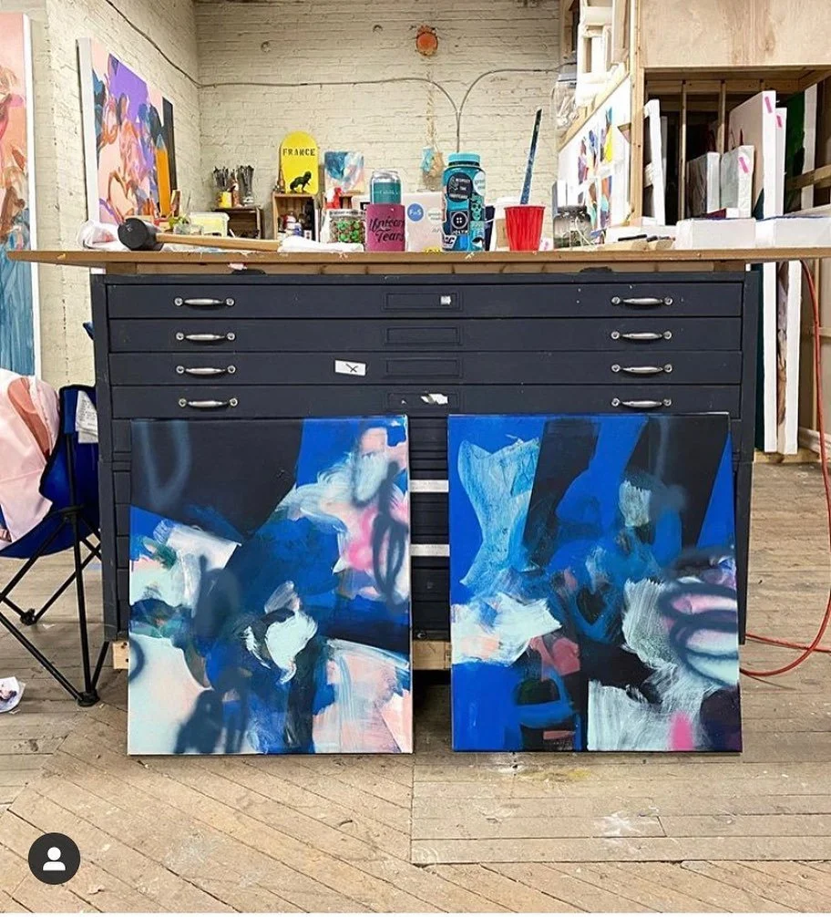 Beautiful work by @katiepumphreyart. With so many shows delayed and canceled, these little peeks are keeping us inspired. 
#contemporaryartist #baltimoreartist #bmoreart #bluepainting #abstractpainting #dcartist