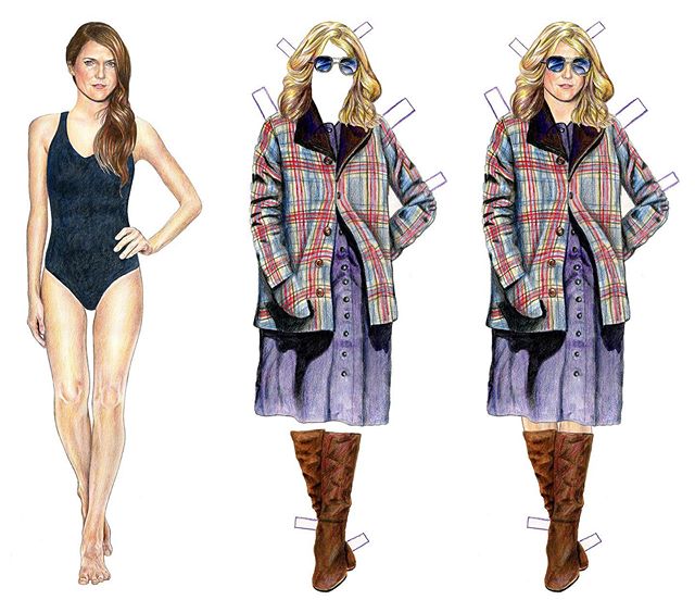 4/5 #theamericans spy costume! Only one left to go! #paperdolls #kerirussell #elizabethjennings #illustration #drawing #coloredpencil #art #mixedmedia #justforfun