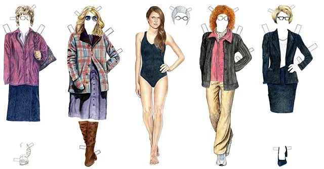 All together now... the Elizabeth Jennings spy disguises paper dolls! @theamericansfx #theamericans #elizabethjennings #kerirussell #illustration #paperdolls #drawing #coloredpencil #art