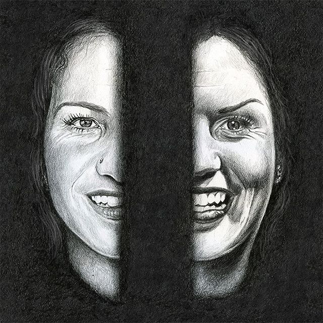 Womp womp, project was killed, but still enjoyed working on this “face-off” portrait of controversial activist Lauren Duca for #buzzfeednews ! #illustration #art #graphite #laurenduca #drawing #portraits