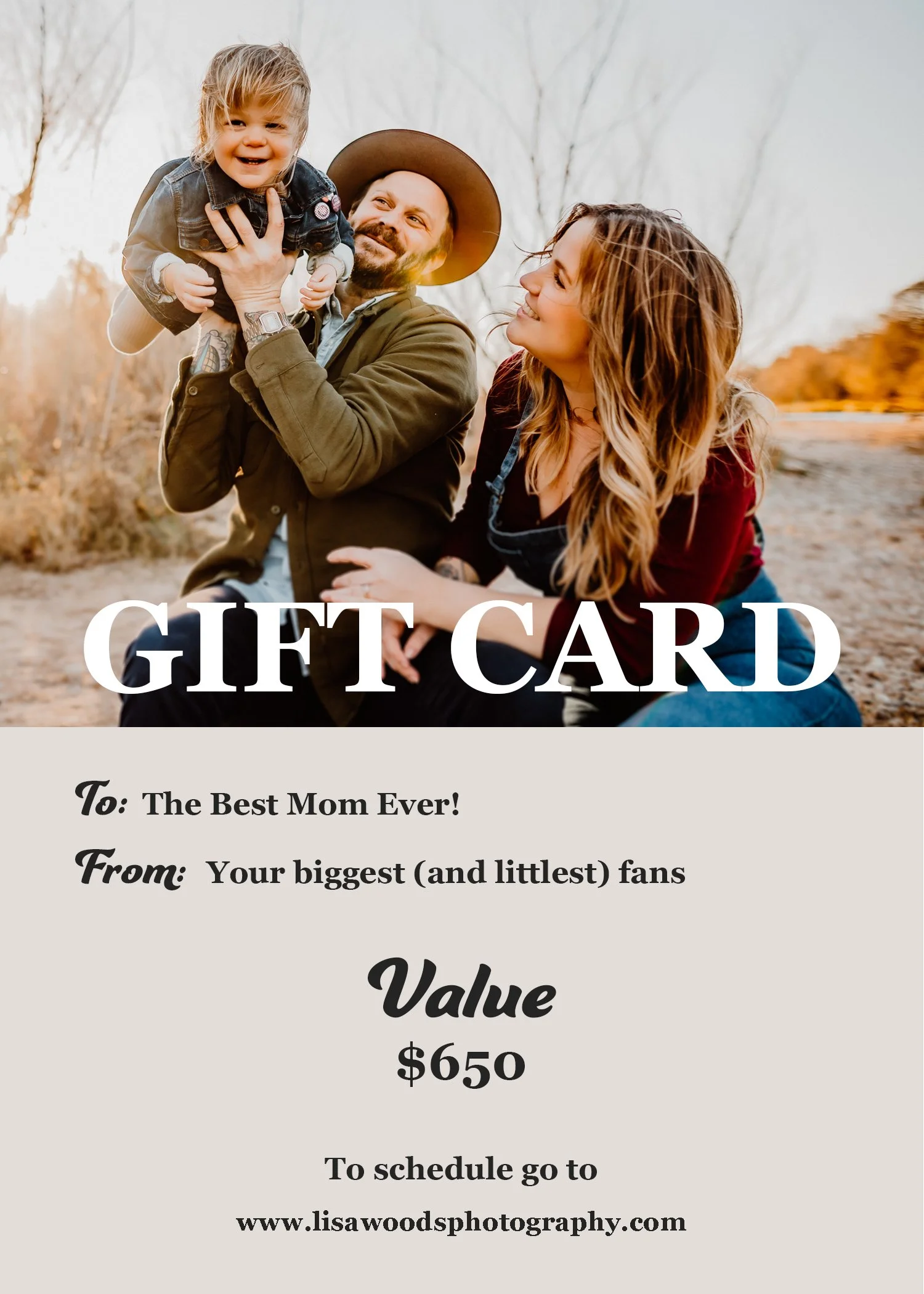 mothers day family photo session gift card for Austin photographer