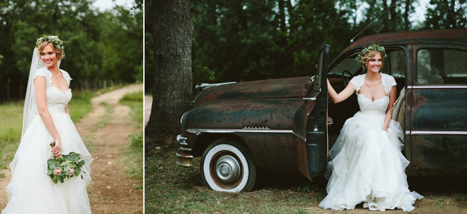 Bridal Portrait with Vintage Car | Lisa Woods Photography