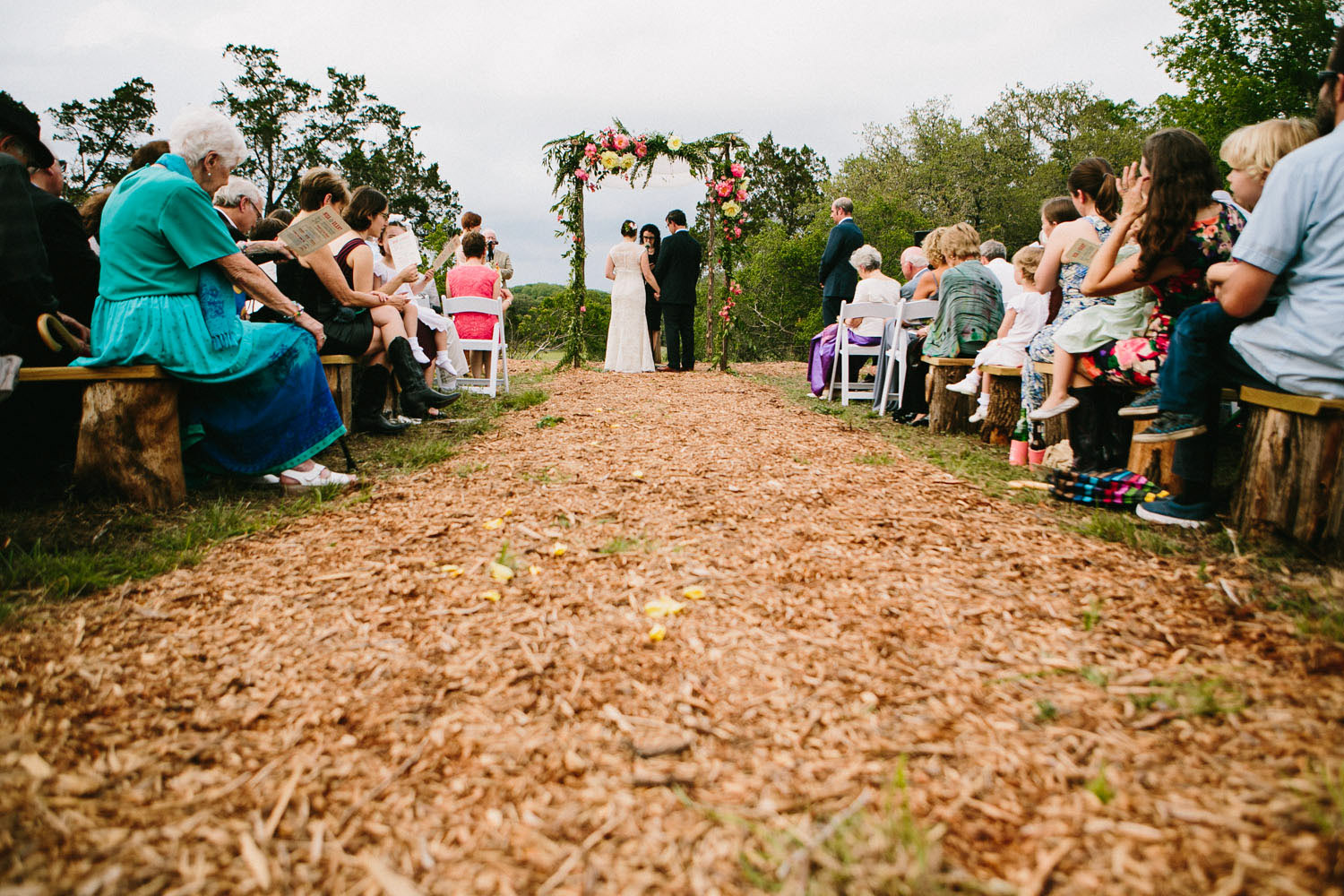 Wood Chip Aisle | Home Ranch Wedding | Lisa Woods Photography