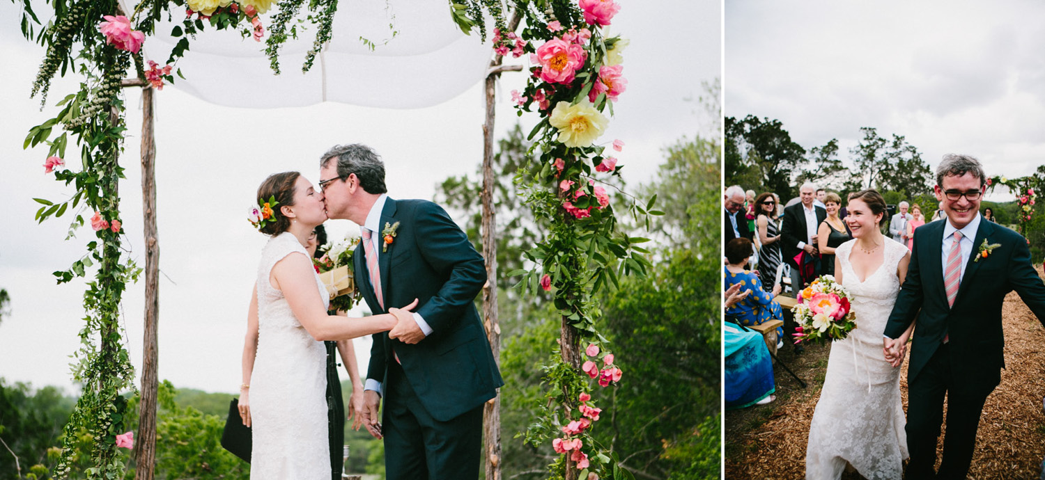Beautiful Floral Altar for Outdoor Wedding Ceremony | Home Ranch Wedding | Lisa Woods Photography