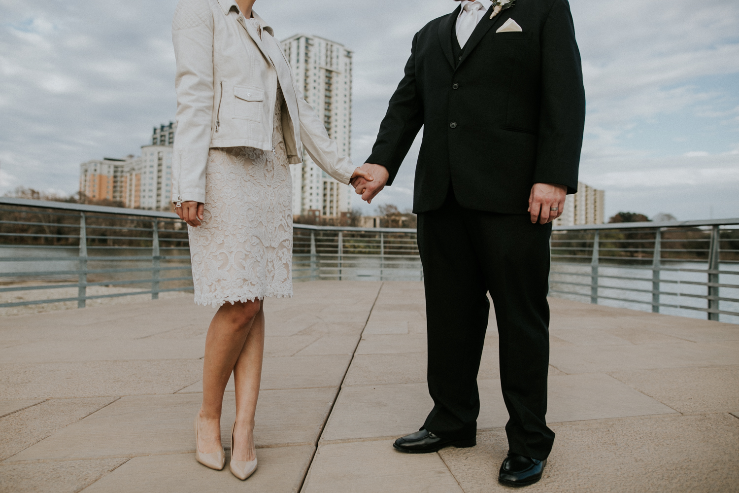 austin boardwalk wedding couple