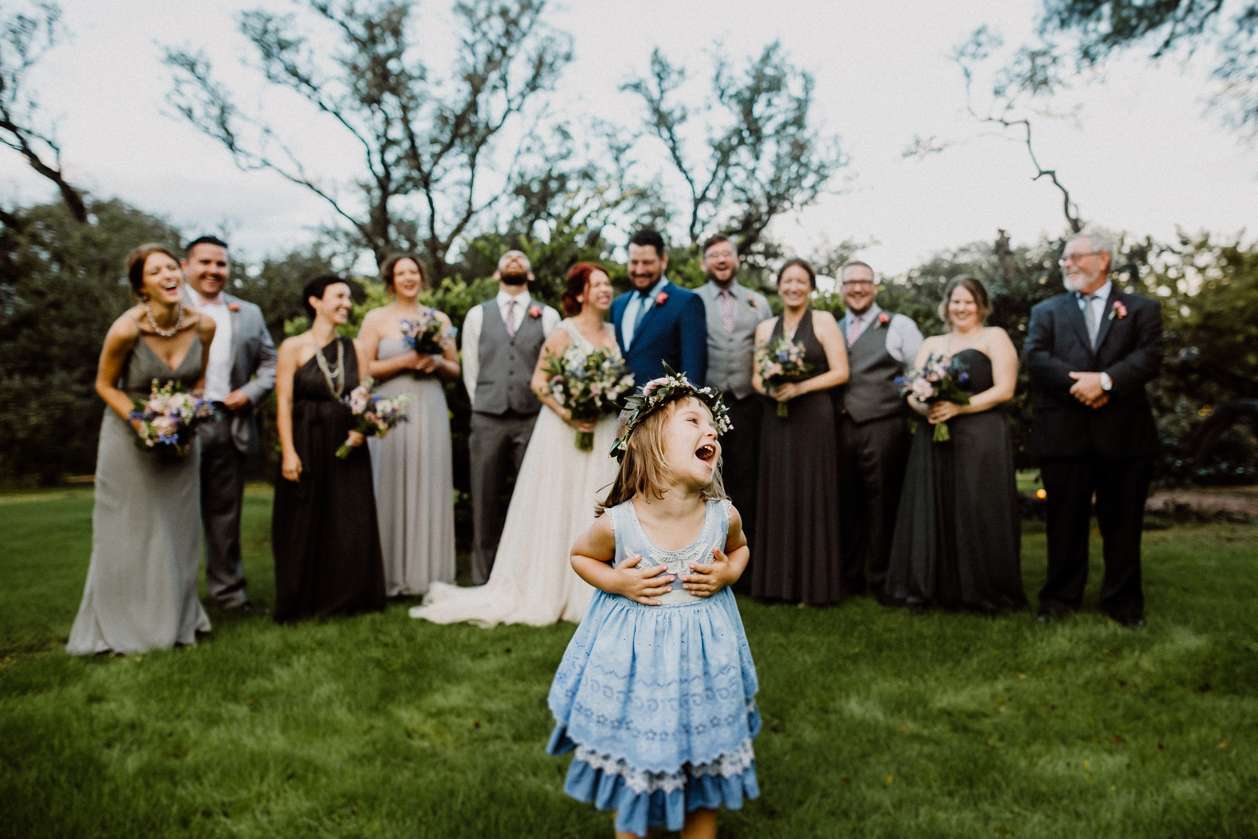 wedding party at wildflower barn