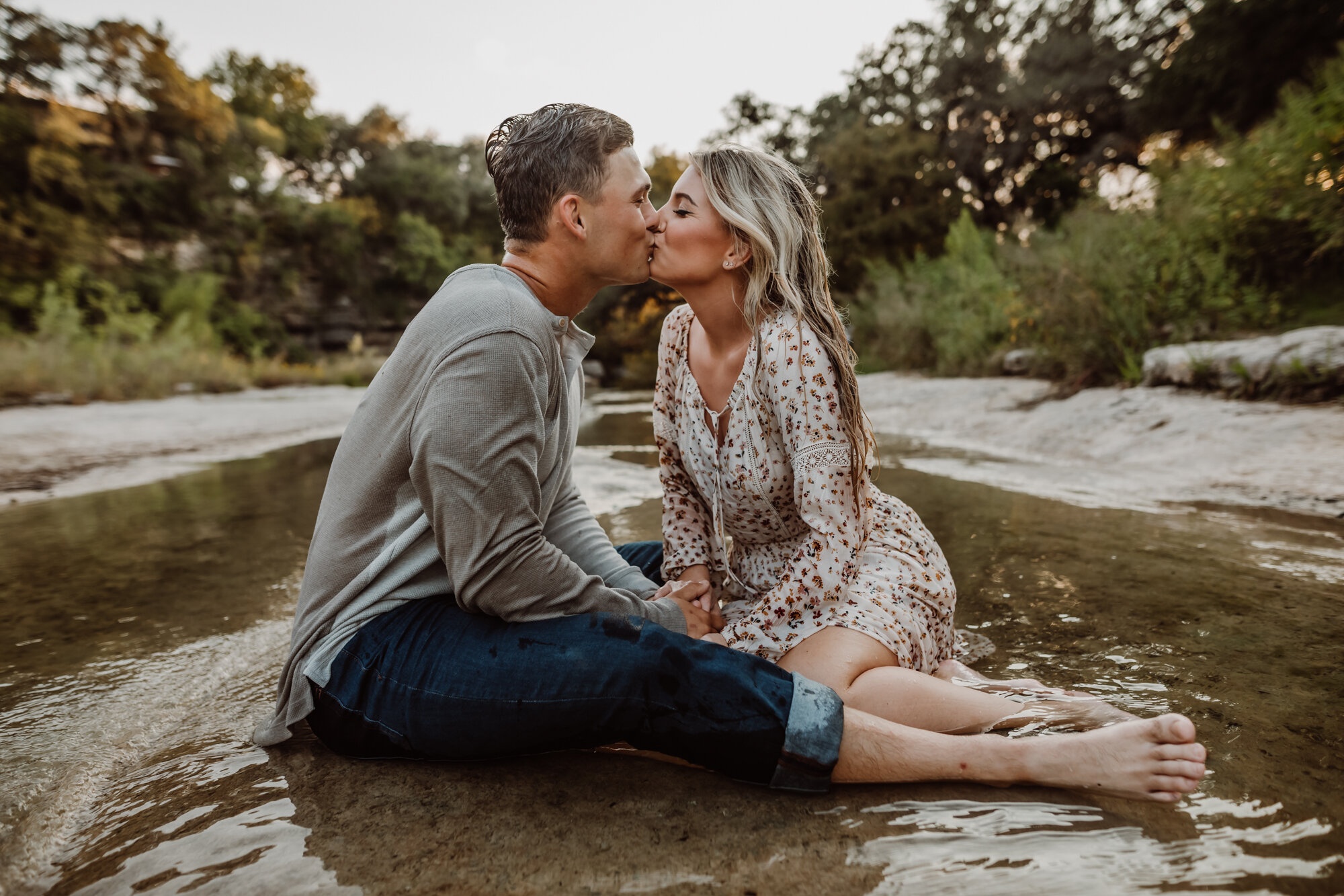 bull creek water engagement pictures