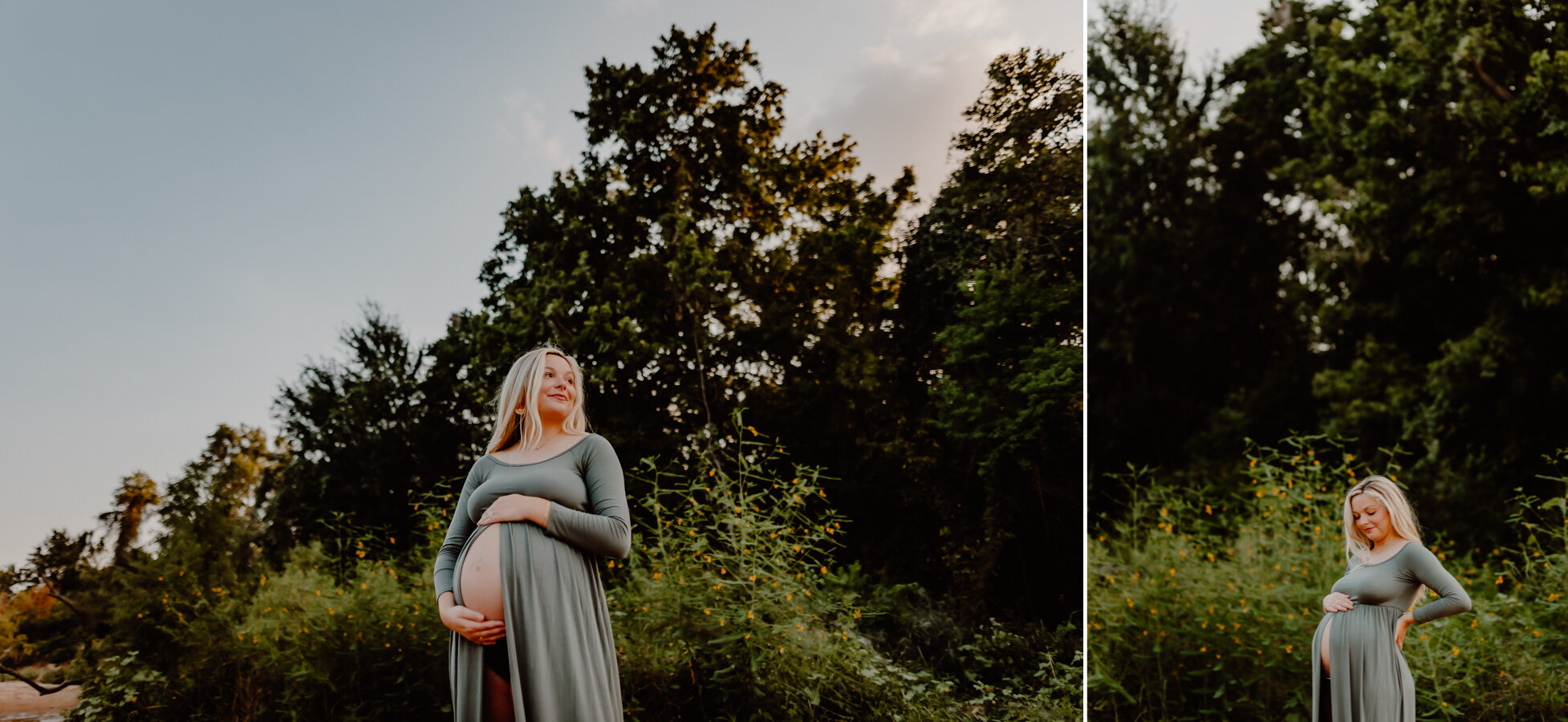 maternity session with belly in the skyline
