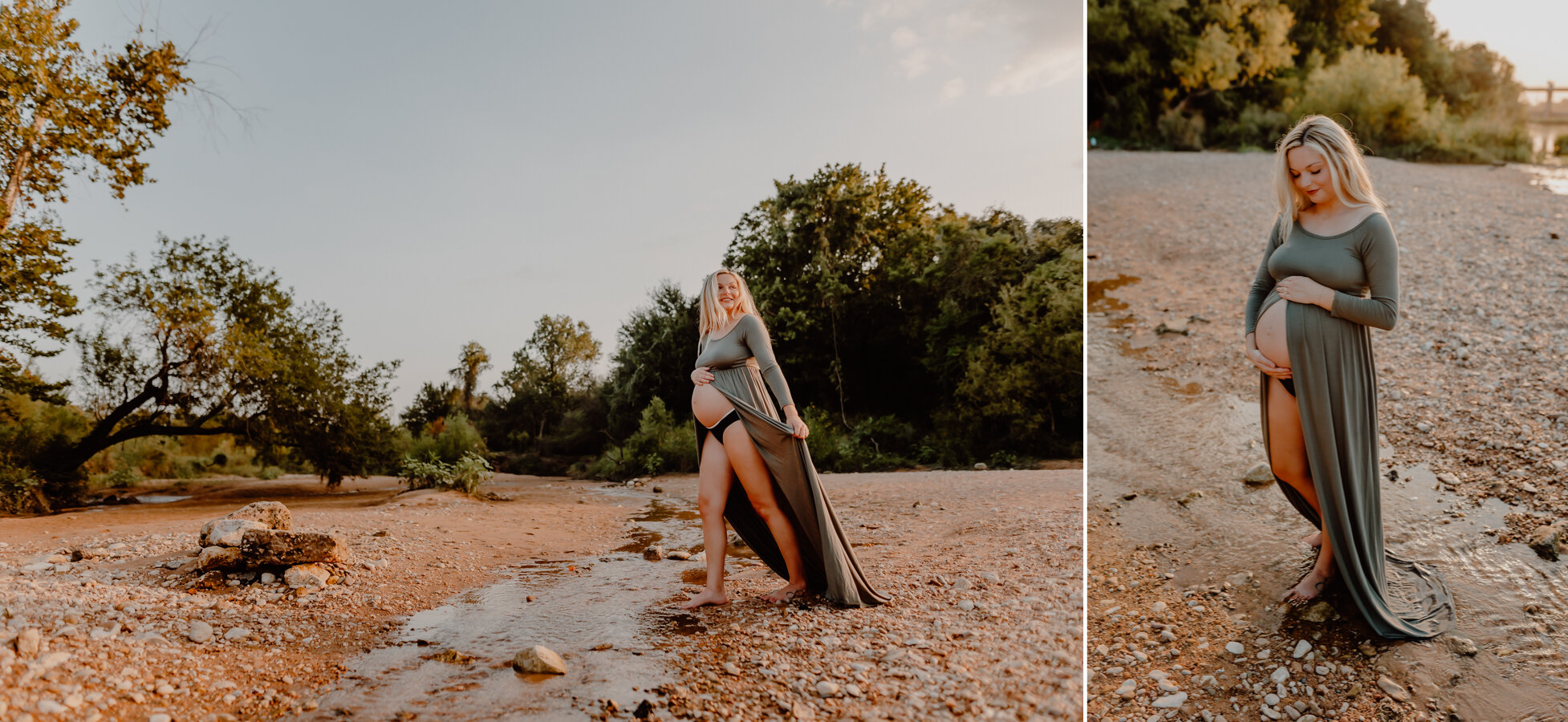 maternity photo session in austin in water