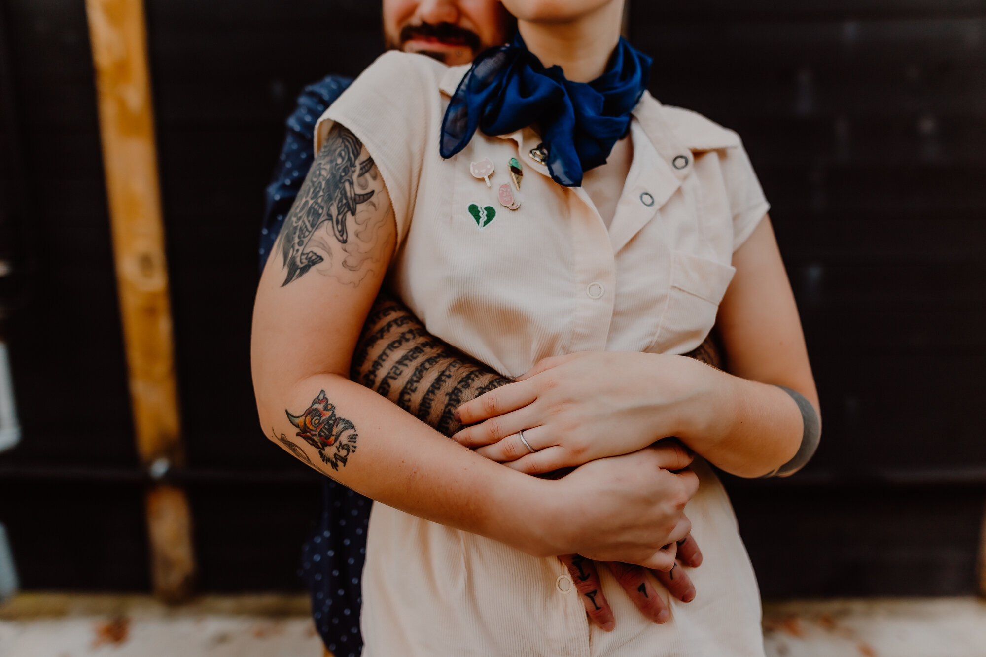 austin couple with tattoos take engagement photos