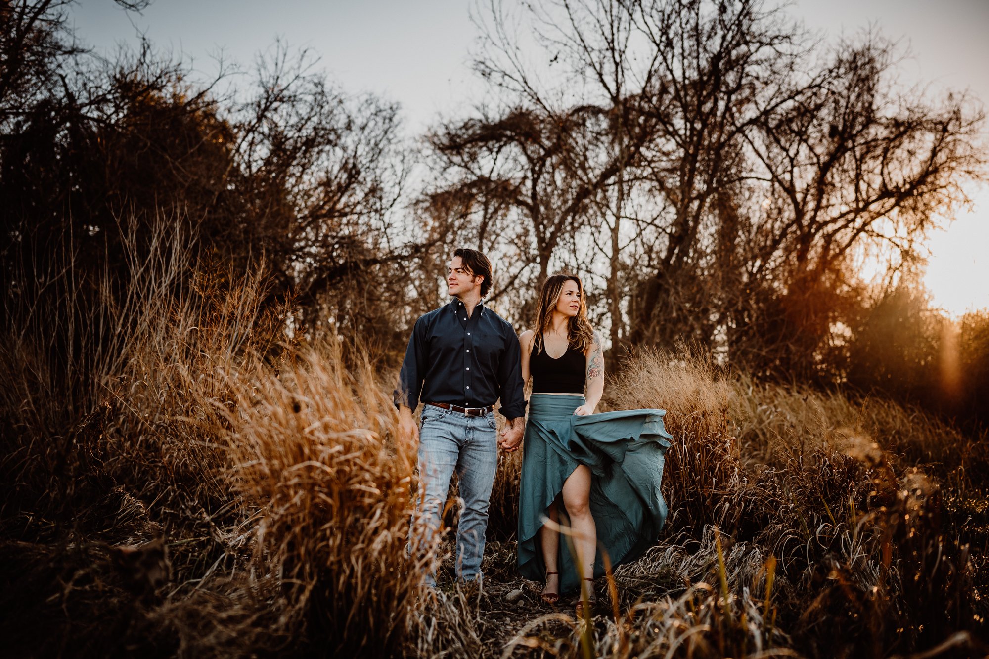  dress flowing in wind Austin texas elopement 