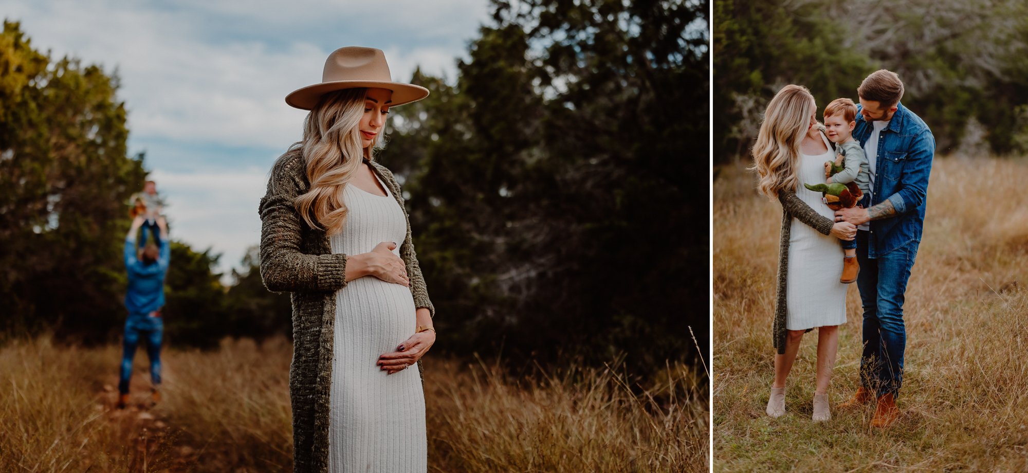 maternity photos in field in Austin texas