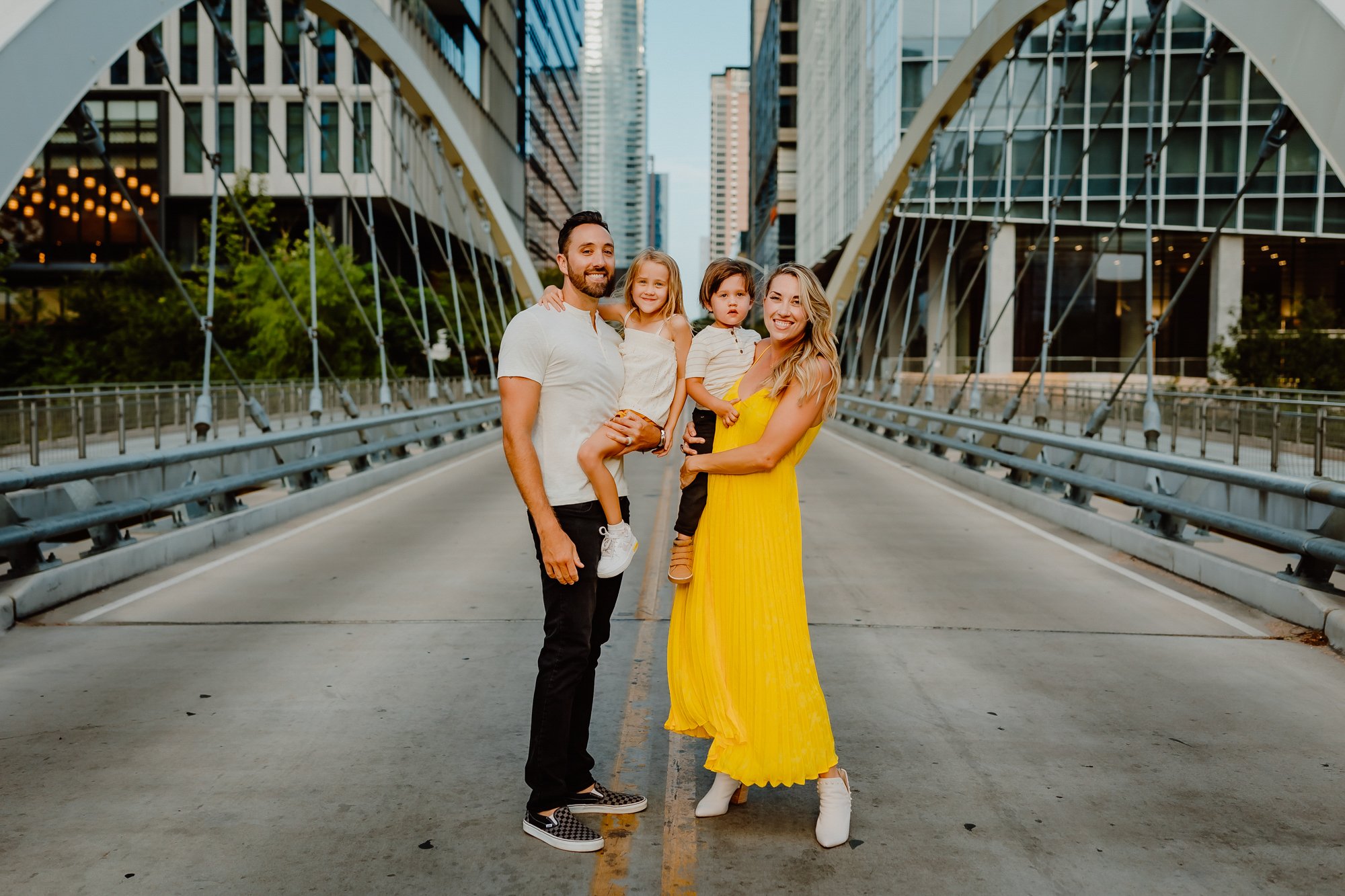 family photos at seaholm district in Downtown Austin