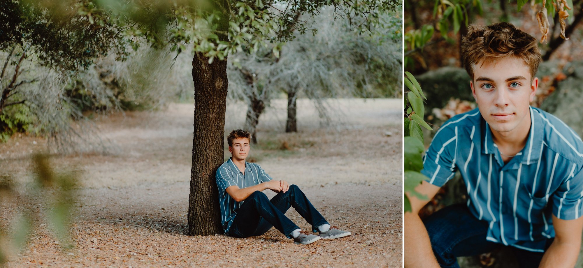 senior photos of boy at red bud isle