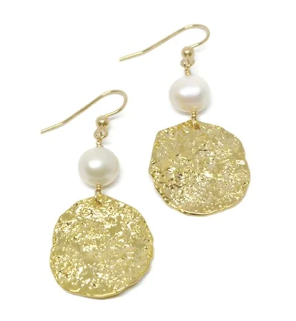 Gold Vermeil Texture Disc Earrings with pearls.jpg