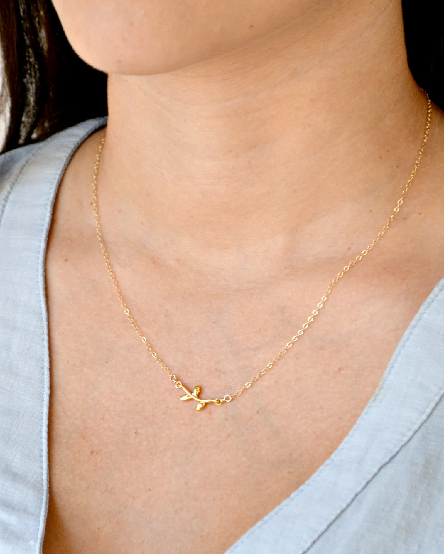 Delicate Gold FIlled Leaf NEcklace.JPG