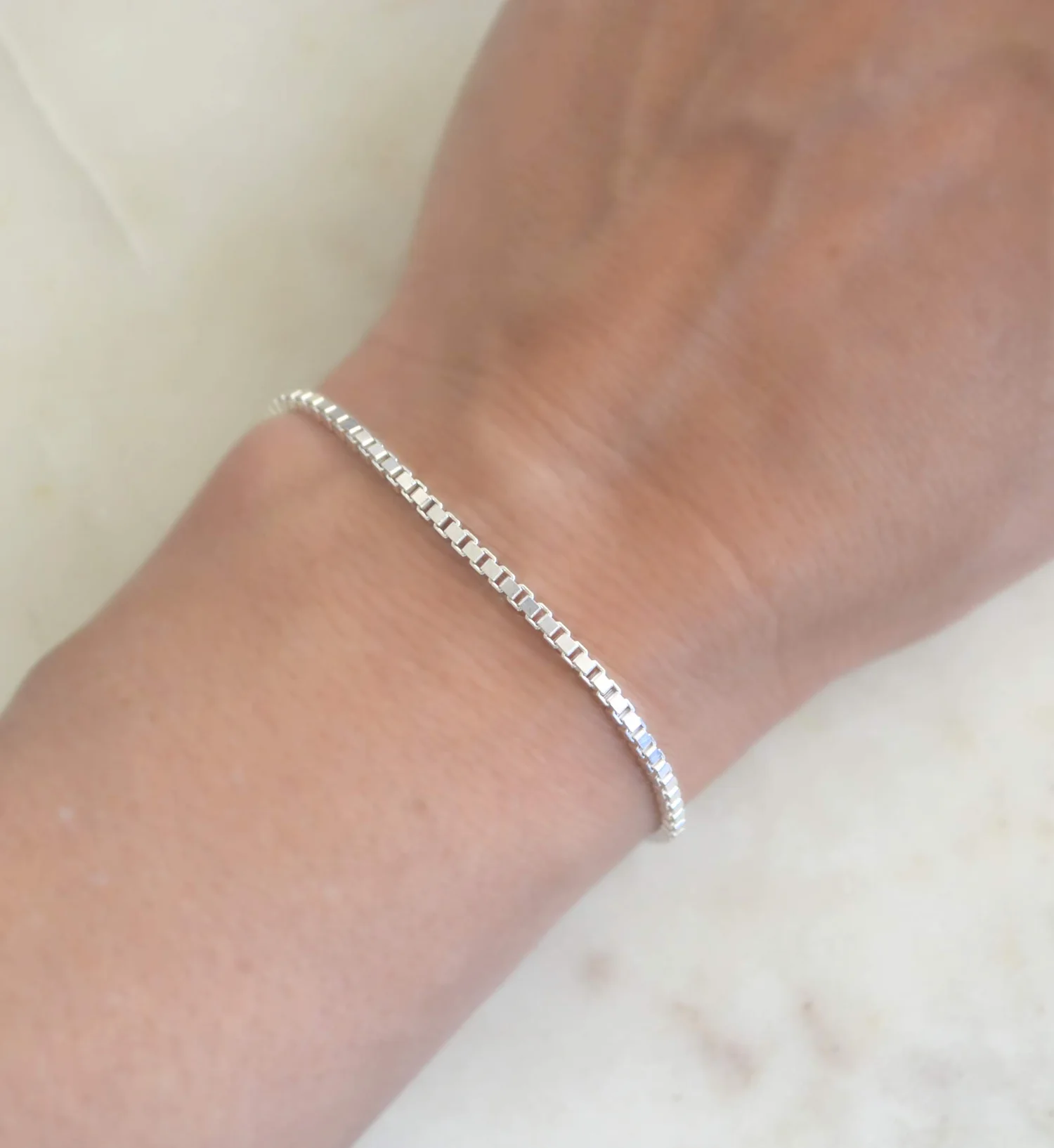 Sterling Silver Box Chain Tennis Bracelet — Boy Cherie Jewelry 