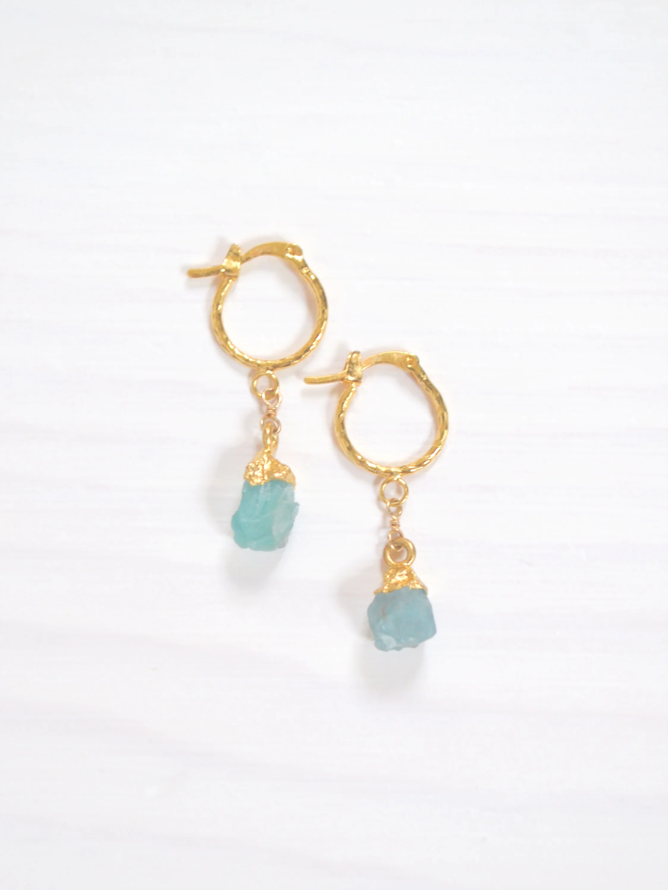 Tiny Gold Filled Amazonite Gemstone Hoop Earrings.PNG
