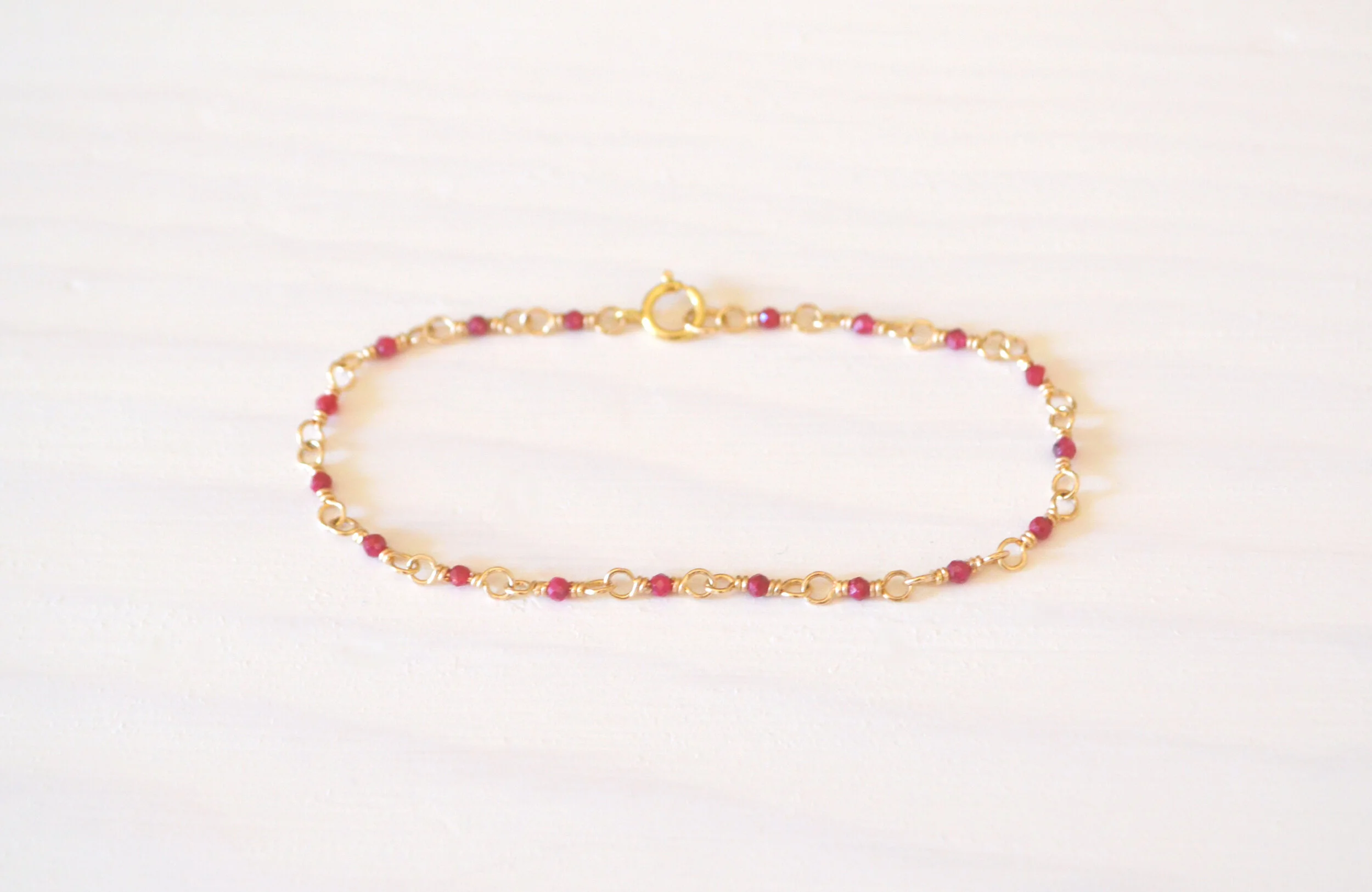 Gold filled ruby gemstone bracelet.JPG