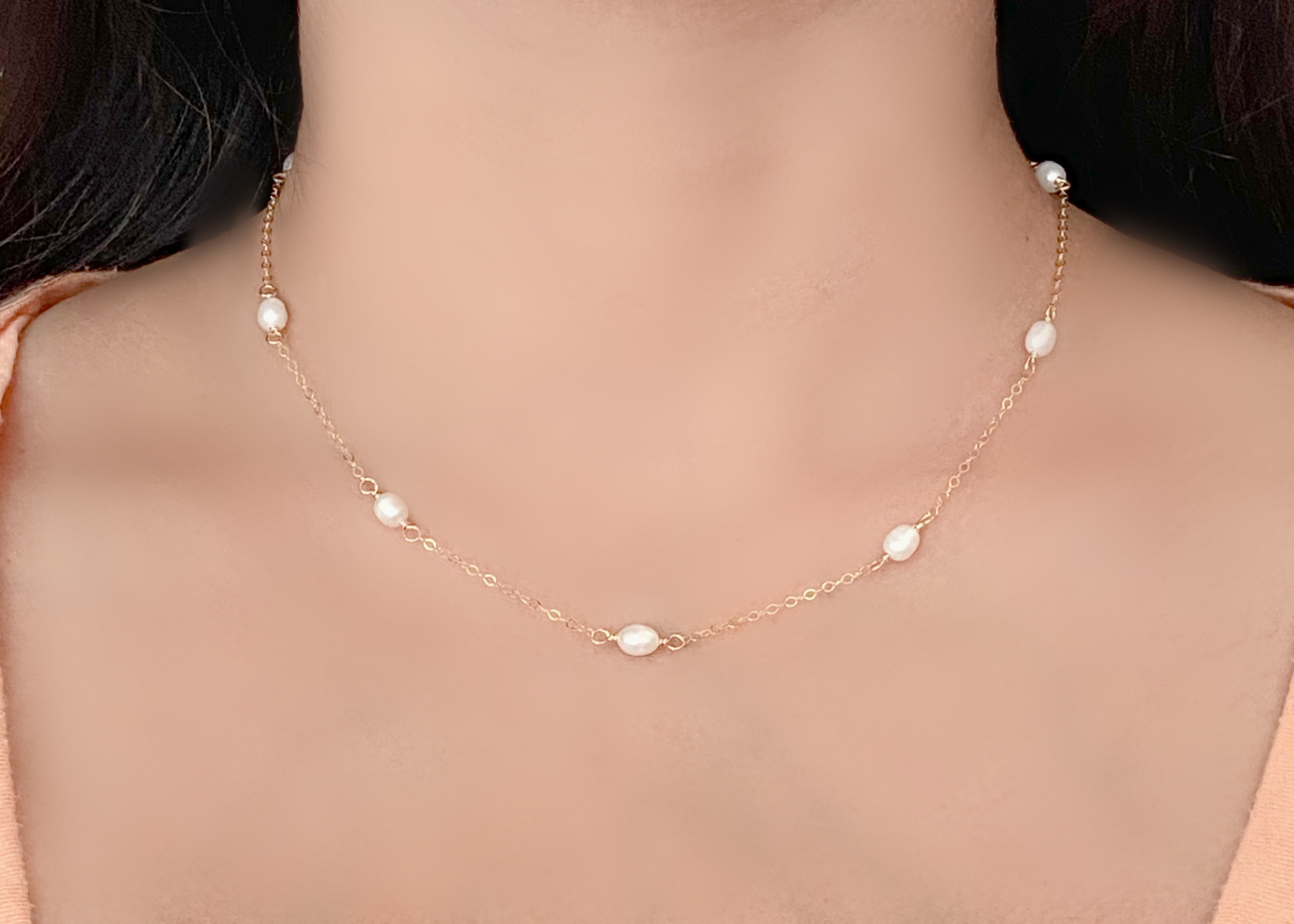 Gold Filled Fresh Water Pearl Chain Choker Necklace — Boy Cherie Jewelry:  Delicate Fashion Jewelry That Won't Break or Tarnish