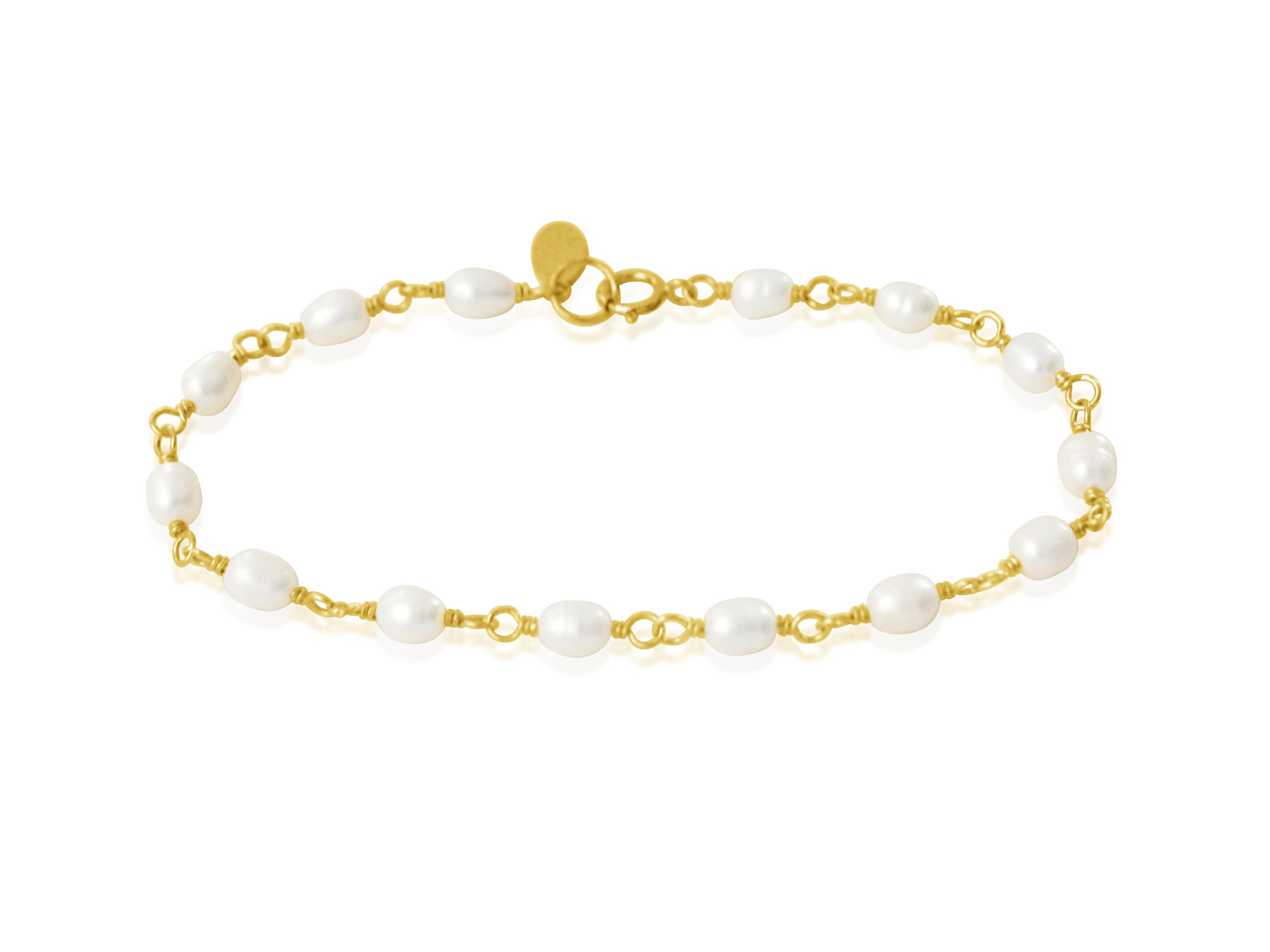 Gold Filled Wire Wrapped Pearl Bracelet — Boy Cherie Jewelry