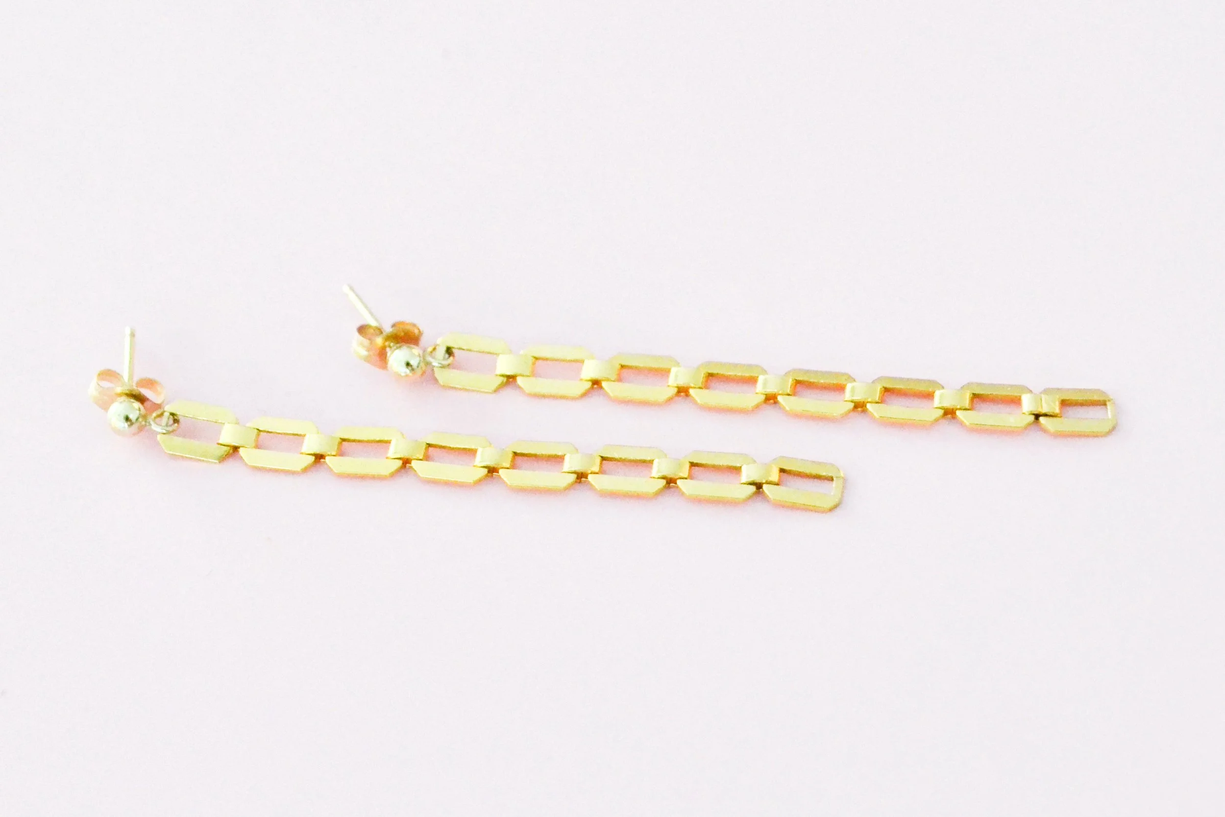 Upclose Gold Filled Rectangle Chain Drop Earrings.jpg