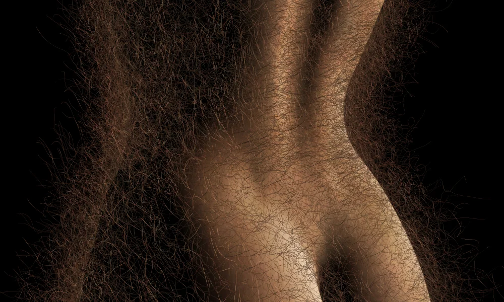 Beast-like hair growth. Floor to ceiling projection.