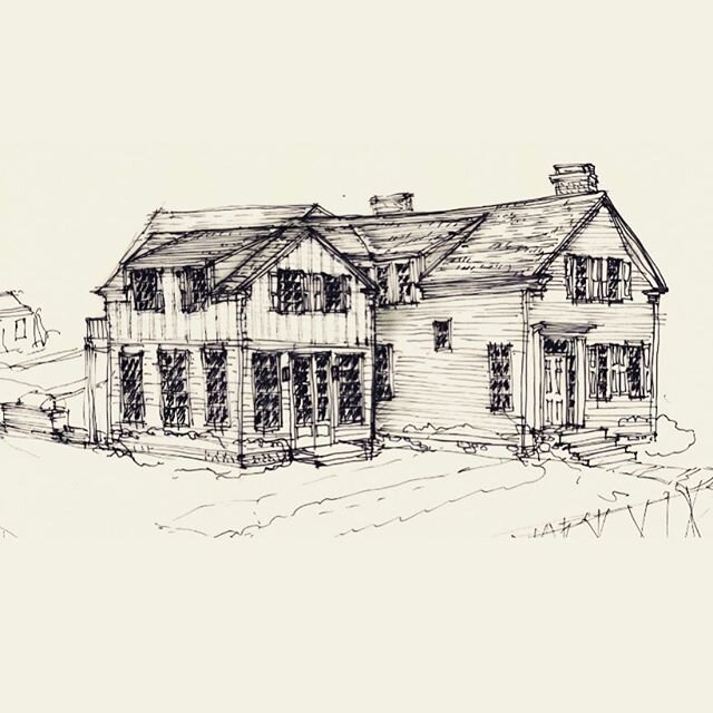 Preliminary sketch for a new addition to an Historic Sag Harbor Captains House in accordance to tough ARB guidelines.