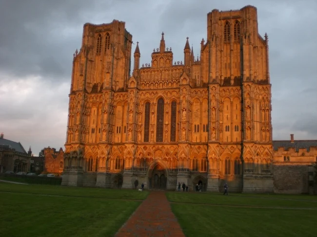 Cathedral Church of St. Andrew, Wells, UK (sunset view without the author spoiling the view, Oct 2010)
