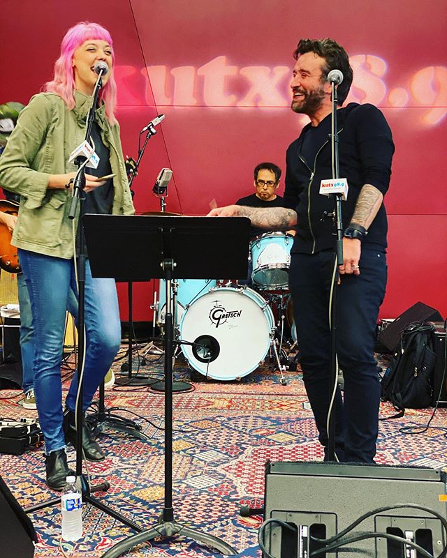 Rehearsing (and goofing off😜) with the amazing @dosseytx at @kutx Studio 1A yesterday for the Dolly show this Saturday at @barracuda611east7th . It&rsquo;s gonna be a lot of fun and there&rsquo;s a great lineup of super talented artists! I hear it&r
