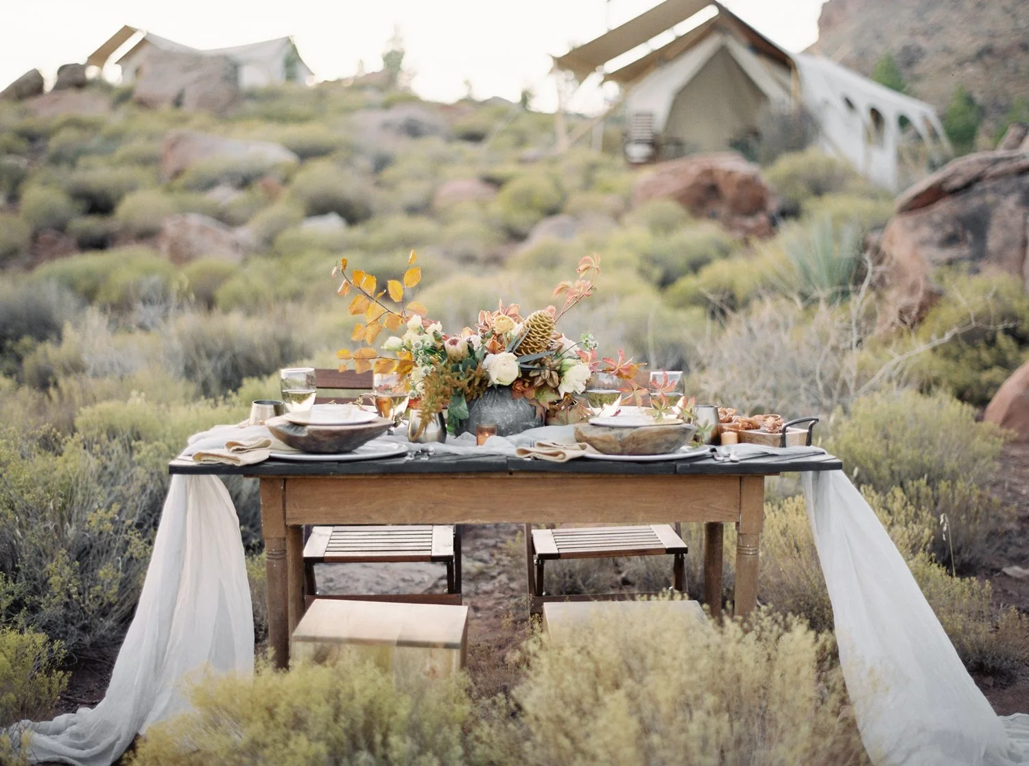 zion elopement tablescape